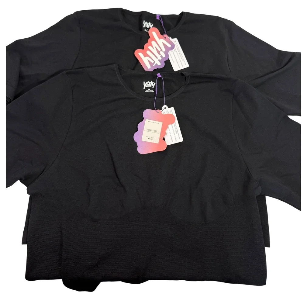 LOT OF 2 Yitty Smooth as Hell Lounge Tee‎ Womens 5X Black Seamless Cropped